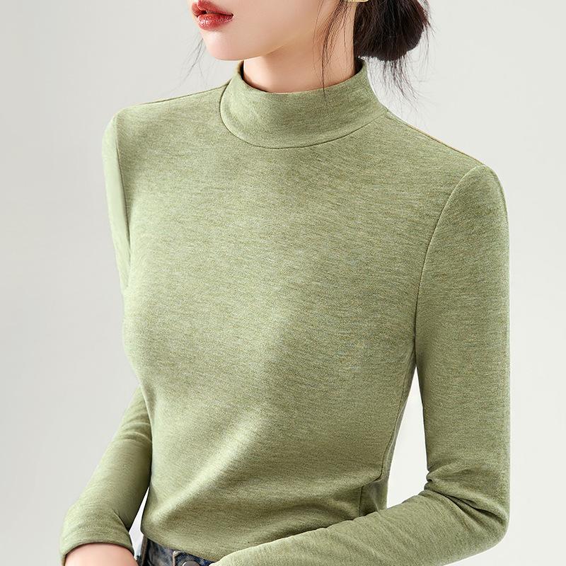 Кашемировая нижняя рубашка женская новая женская одежда мода воротник стойка полированная футболка теплый внутренний топ
