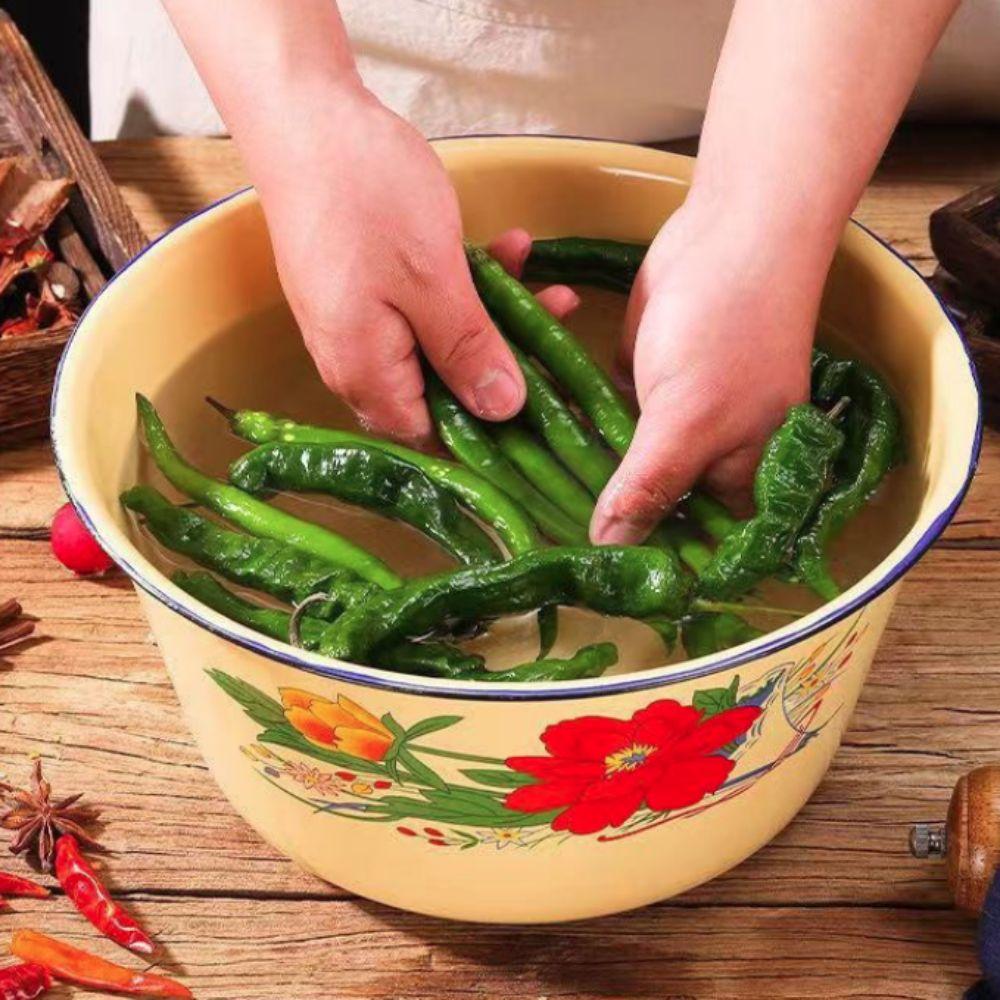 С Крышкой Клубничный Торт Таз Желтый Горшок для Сала Креативные Эмалированные Миски Ftuit