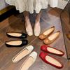 Flat-bottomed Xiaoxiangfeng Grandma Shoes Red Single Shoes Women's Shoes 2025 New Spring Black Beanie Shoes Square Head Ladyshoes