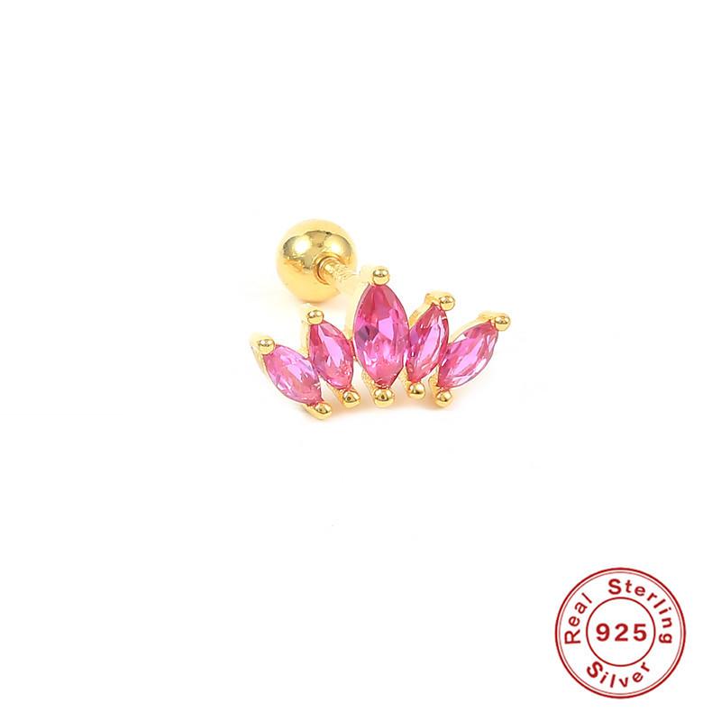 Серьги-гвоздики из стерлингового серебра S925 с одной короной, самые продаваемые модные женские серьги с бриллиантовой нитью для пирсинга ушей