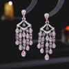 Новая мода, модные украшения, новое банкетное платье с инкрустацией цирконом и серьгами, женские роскошные высококачественные серьги с кисточками в виде капель воды