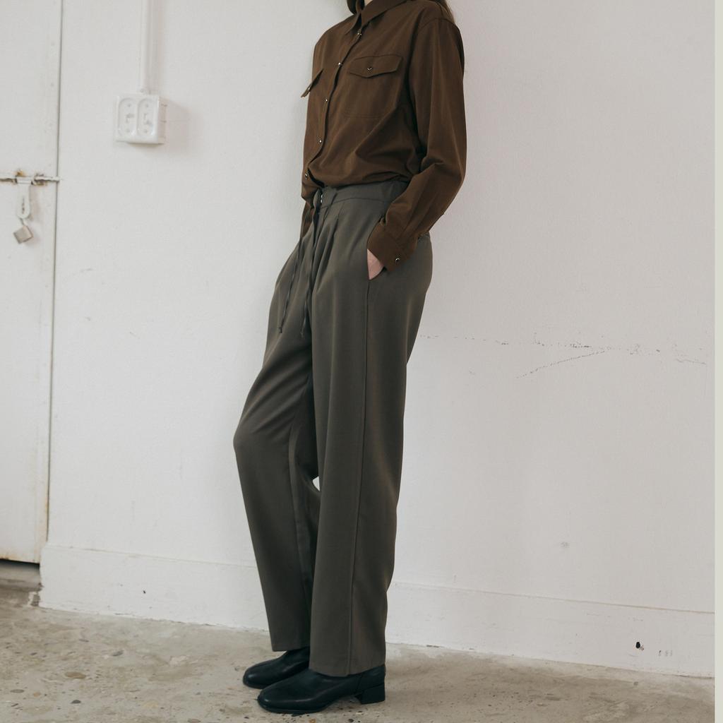 NOEUD Wool Banding Slacks (Gray)