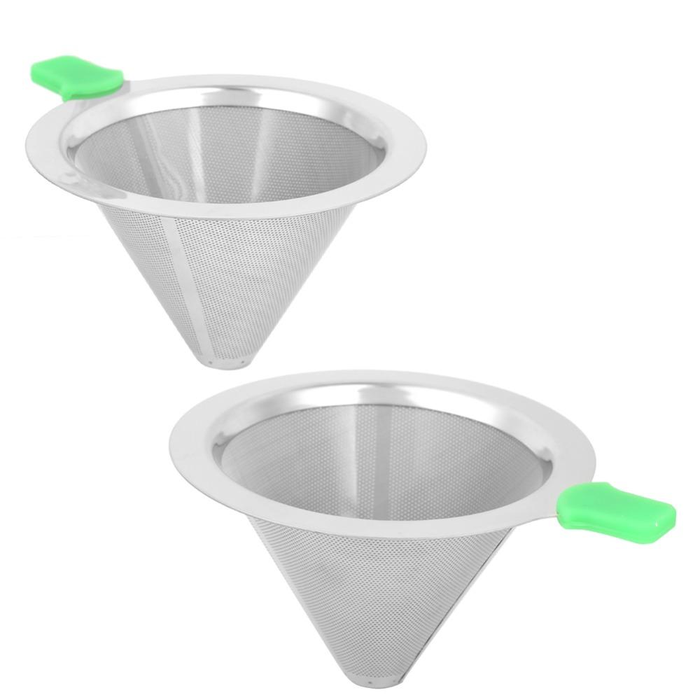 Fine Mesh Reusable Coffee Funnel Stainless Steel Drip Coffee Maker Pour Over Coffee Brewing
