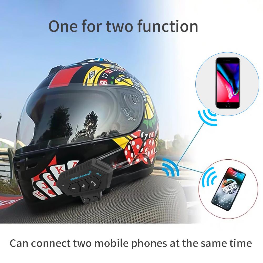 Гарнитура для мотошлема BT12 с Bluetooth 5.0 и шумоподавлением