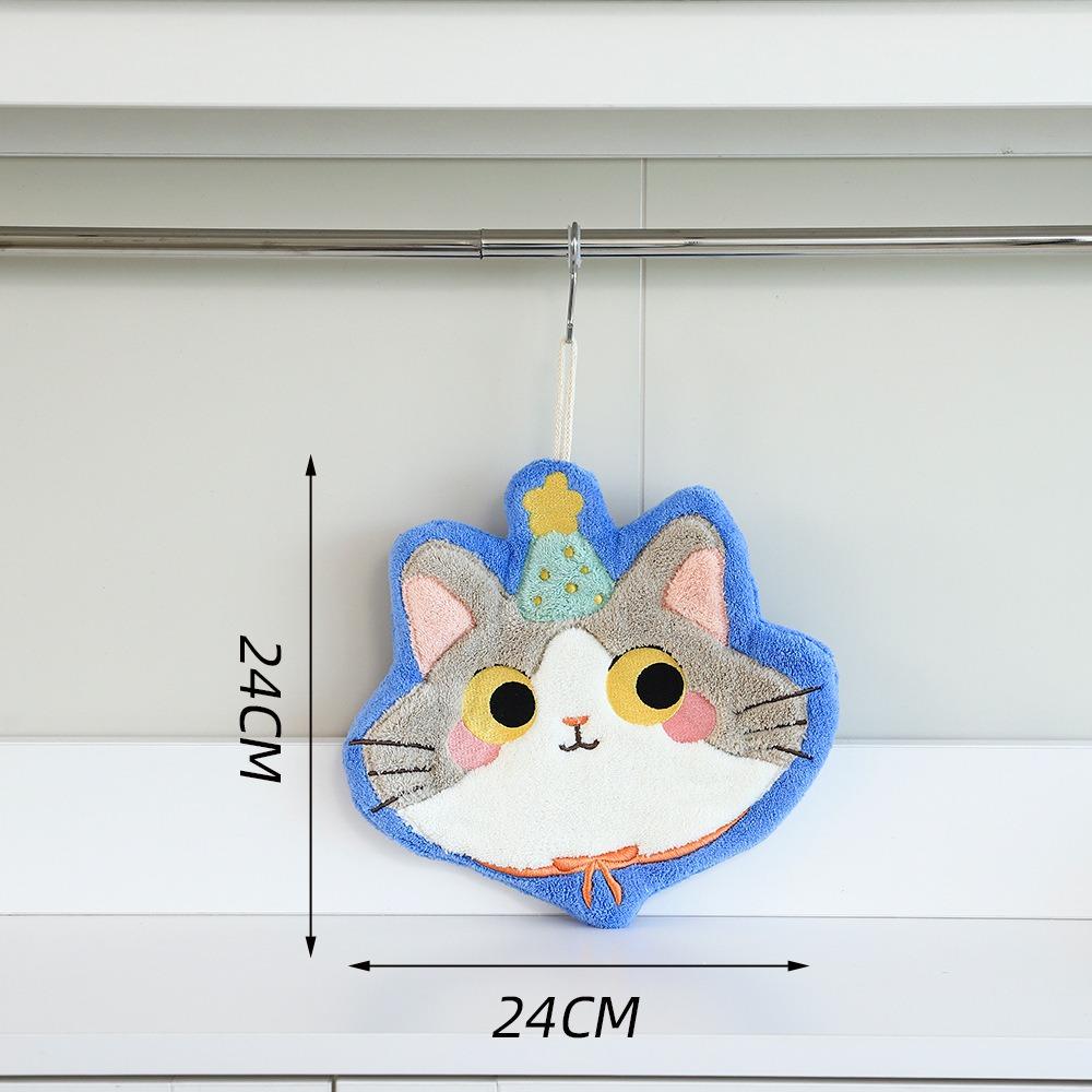 Soft Toilet Handkerchief Cute Cat Washcloth Cartoon Hand Towel  Kitchen