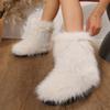 2024 женские зимние сапоги для отдыха на природе из искусственного меха лисы, плюшевые теплые хлопковые туфли на плоской подошве, модные теплые сапоги для девочек большого размера с мехом