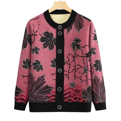 Мамин кардиган на одежду среднюю и одежду для пожилых женщин свободная флисовая куртка осень и зима вязаный свитер теплая повседневная куртка