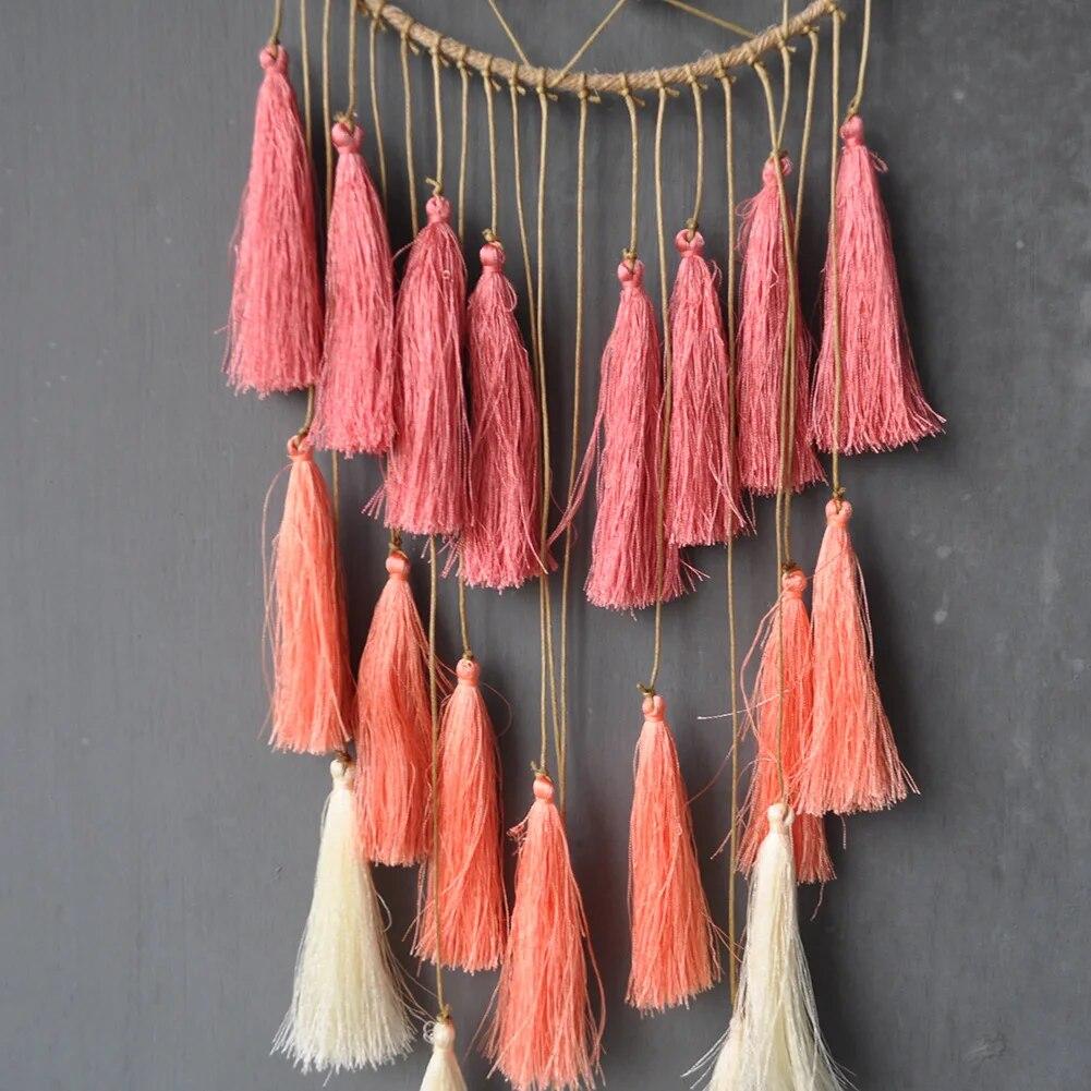 INS Nordic Boho Decor Tassel Handmade Woven Wall Hanging Creative Wind Chimes Decoration Pendant Home Decoration Accessories