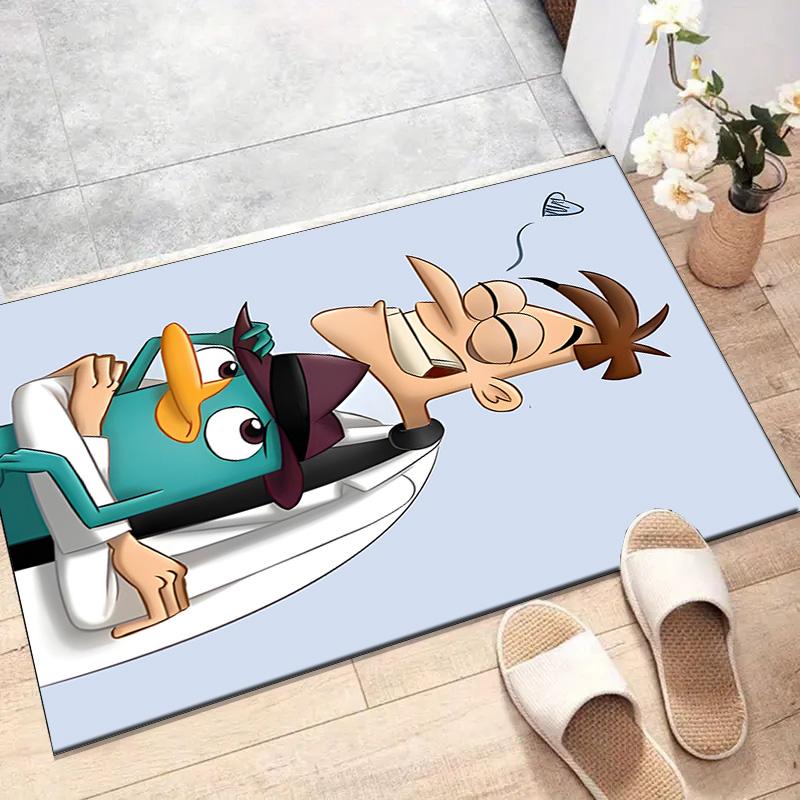 1pc P-Phineas and Ferb Design Printed Area Rug Carpet for Bedroom Living Room Home Decor Rugs Mat Non Slip Mat Rug for Bedside