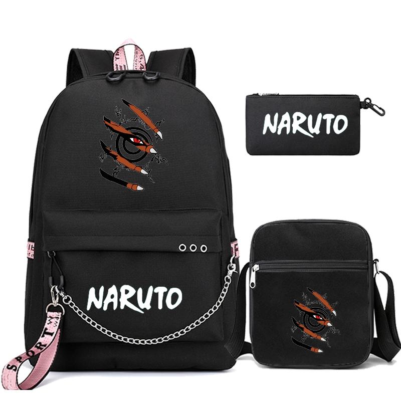 3 шт./компл. рюкзак аниме «Наруто» для мальчиков и девочек, школьная сумка, школьный рюкзак Kawaii, сумка для мужчин и женщин, дорожная сумка для отдыха