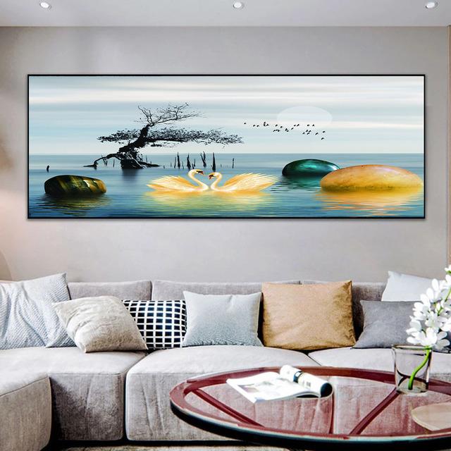 Современное сердце лебедь любовь холст картина скандинавские постеры с животными и принты настенные художественные фотографии гостиная домашний декор без рамки