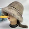 Warm Winter Real Snow Mink Fur Hat with Tail Russian Women Soviet Cap Penguine Hat Luxury Women's Winter Natural Fur Hat 2022