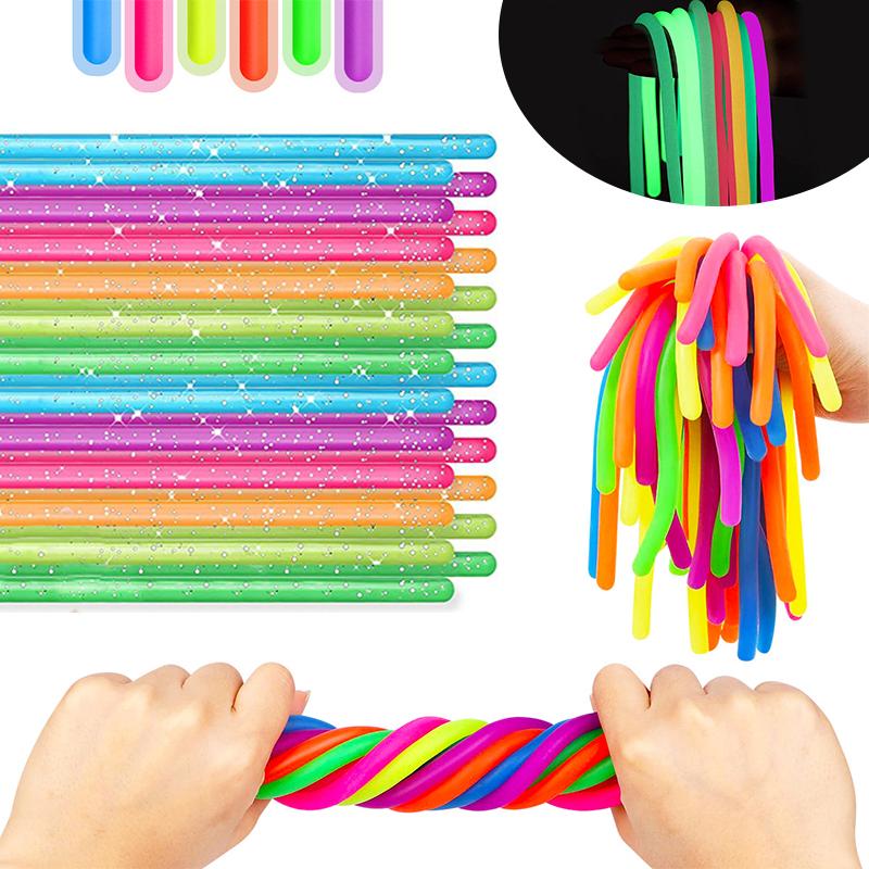 Elastic Stretchy Noodles Fidget Toys 6PCS Sensory String Decompression Fun For School Classroom Children Activity