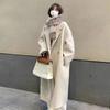 Белое шерстяное пальто с утолщенным шерстяным пальто средней длины для женщин