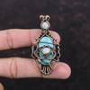 Evil Eye Larimar Pendant Copper Wire Wrapped Jewelry Gemstone Handmade Pendant Rainbow Moonstone Pendant For Gift Copper Wire Wrap Pendant
