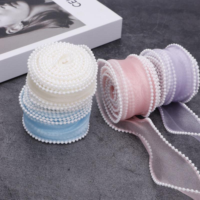 Лента из жемчужной ткани с хвостом рыбы шириной 4 см для украшения цветов и коробок для тортов своими руками