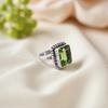 Зеленый Перидот Драгоценный камень 925 Стерлинговое серебро Ювелирные изделия ручной работы Стильное кольцо для свадьбы RR-74-7