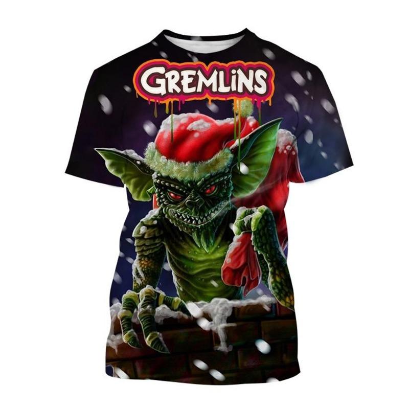 Fashion Hot Sell New Christmas Horror Movie Gremlins 3D Printed T-shirt Puppet Monster Printed T-shirt Men and Women Kids Tops