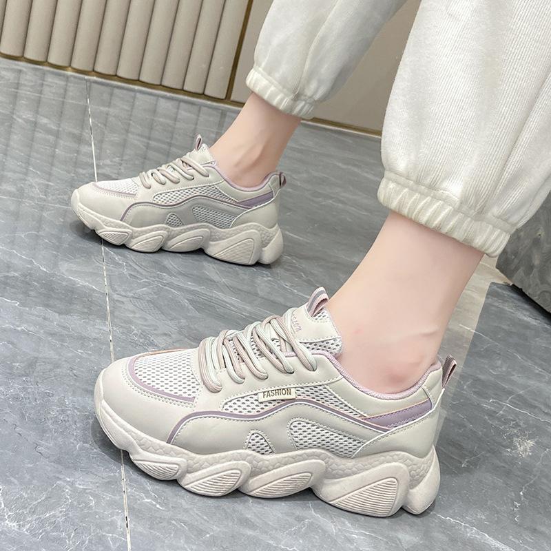 Fashion 2024 Autumn New Designer Mesh Shoes Female Fashion Breathable Sports Platform Sneakers for Women Color Match Zapatillas Mujer