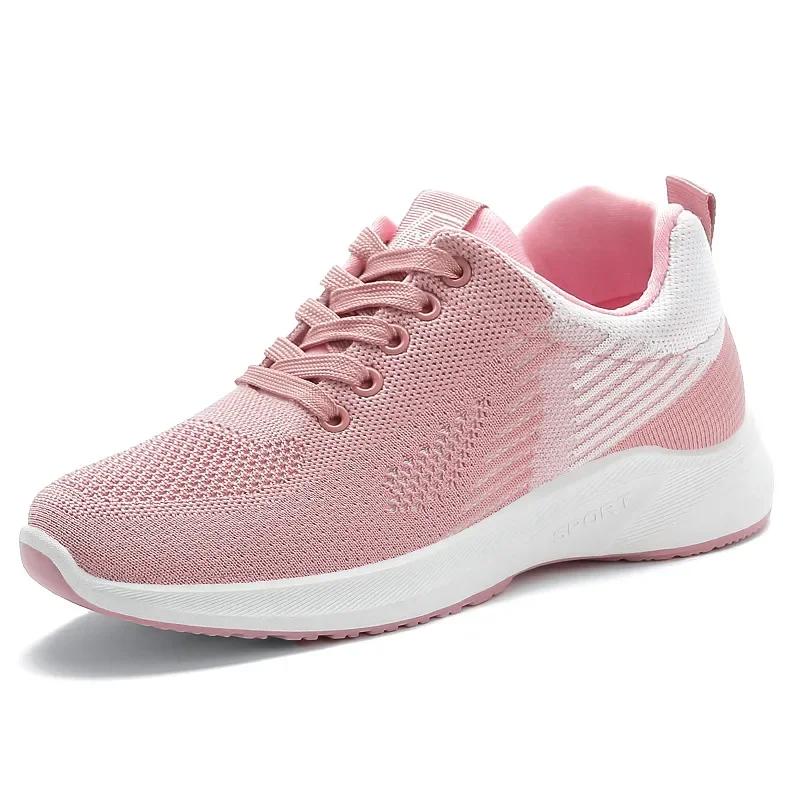Fashion Women Shoes Breathable Fly Weave Casual Shoes Lace-up Platform Shoes Women Fashion Sport Shoes Zapatos De Mujer 2024