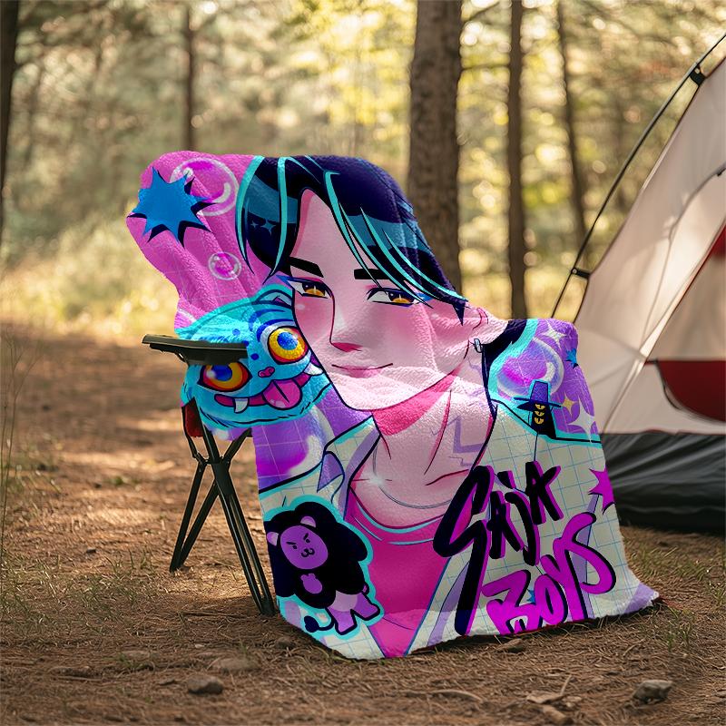 Saja Boys Theme Printed Blanket - Perfect for Couch, Bed, Travel & Outdoor Use | Machine Washable, Cozy & Durable.