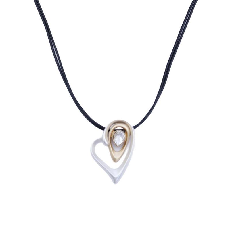 Новая матовая полая геометрическая любовь длинная подвеска женское простое и продвинутое чувство инкрустированное бриллиантами сердцевидное универсальное ожерелье