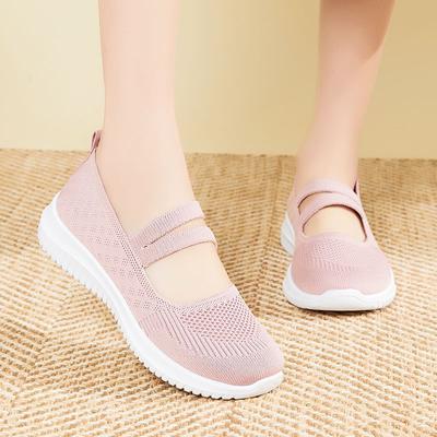 Тканые сетчатые дышащие женские туфли с мягкой подошвой, нескользящие туфли на плоской подошве, с неглубоким носком, женские мокасины для одиночной ноги