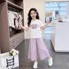 Стильный летний комплект из юбки и брюк для девочек