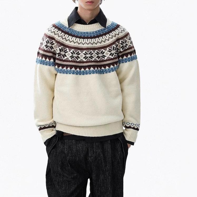 Модный американский круглый свитер в стиле Fair Isle - Уютный осенне-зимний повседневный трикотаж для пар