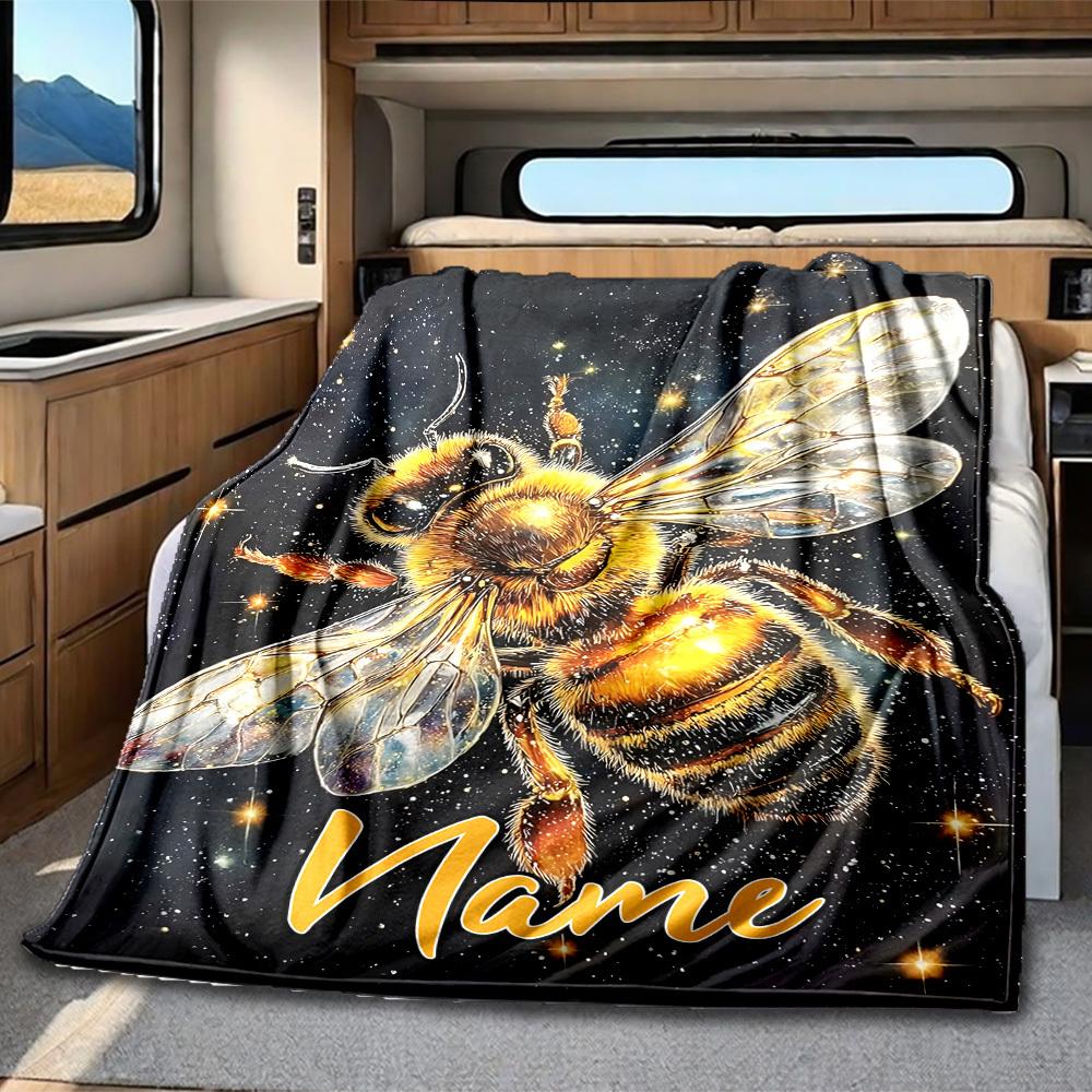 Bee Customize Your Name Rv Blanket Comfortable Soft Lightweight Perfect For Travel Camping Picnics Sofas Rvs Beds Living Rooms Gift For Friends