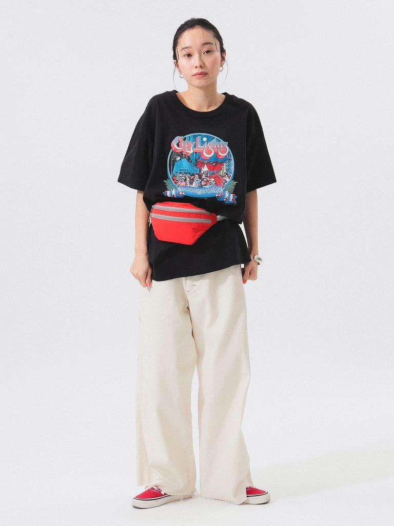 BEAMS BOY S/S TEE [Special Order] City Lights Bookstore Pat Ryan T-Shirt, Women's, Black, Size L