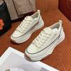Парусиновые туфли 2025 досуг спортивные весенние туфли на толстой подошве женские туфли новые растворенные белые туфли маффин весеннее увеличение