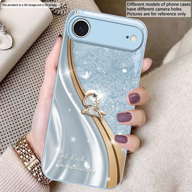 Мечтательный фиолетовый единорог Для iPhone 17 Air 16 E 15 14 13 Plus 12 mini 17 Pro Max 11Pro XR Xs 16E 7 8 11 Закаленное стекло Чехол для телефона