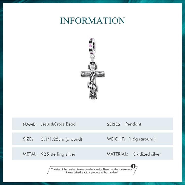 BAMOER Стерлингового Серебра 925 пробы Иисус и Крест Подвеска подходит для женщин DIY браслет и браслет Винтаж Крест Подвески Коллекция Изящных Ювелирных Изделий
