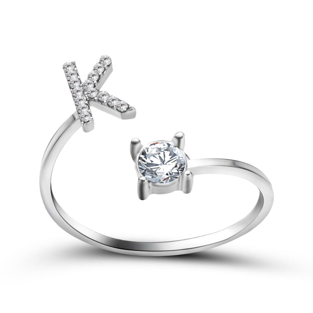 Fashion Initials A-Z Letter Ring Women Classic Gold Color Silver Color Opening Finger Ring For Girl Party Jewelry Gift Wholesale
