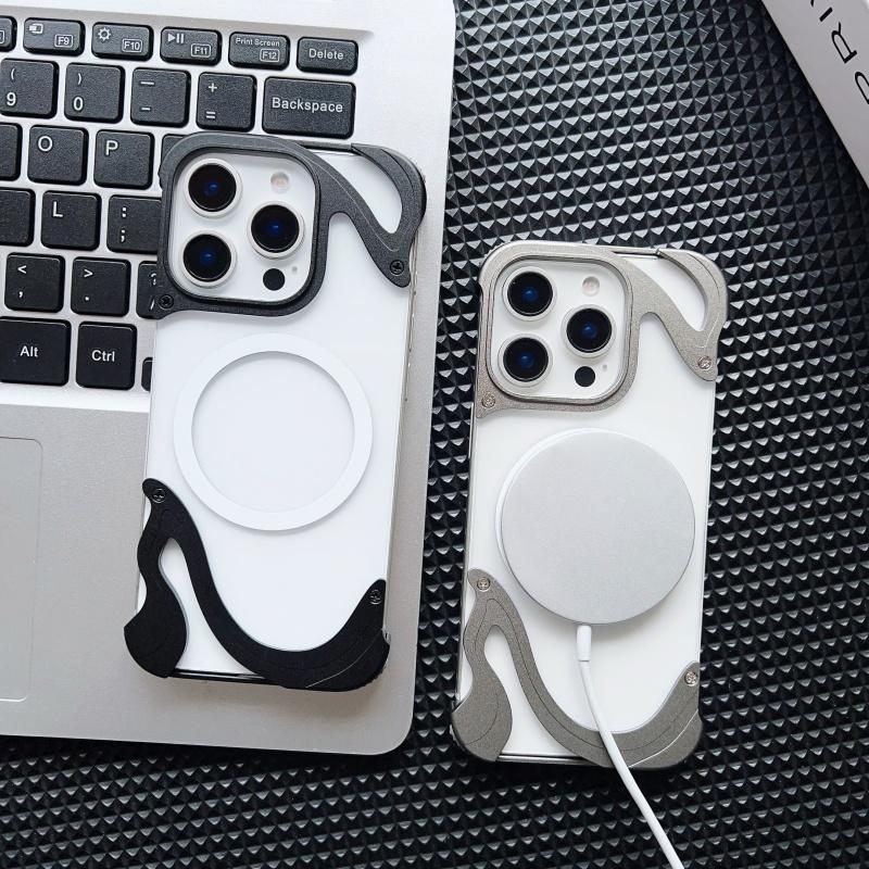 2025 Новый магнитный металлический чехол Dolphin Borderless Anti Drop Case с присоской, подходит для iPhone 15/16 Promax/16 Pro Phone 14 pro max Cases