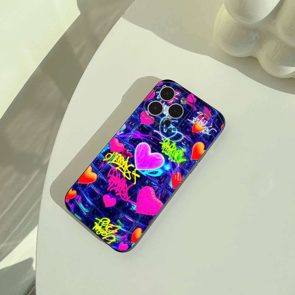 Крутой - Цветной Граффити Чехол для Телефона Для iPhone 17,16,15,14,13,12,11 Pro Max,16Plus,XS Мягкий Черный Чехол