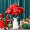 32cm 7Forks Red Christmas Flowers Bridal Bouquet Wedding Christmas Decoration Home Party Vase Decortion Fake Flowers Bouquet