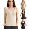 Sleeveless Thermal Shirts for Women Fleece Lined V Neck Tank Top High Stretch Padded Camisole Tops Winter Warm Base Layer