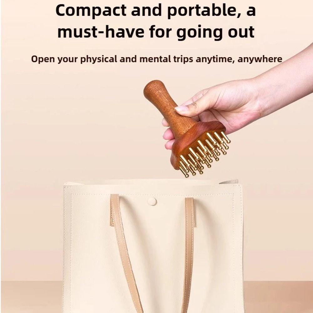 Wooden Handle Wood Massage Brush Copper Head Body Sculpting Tool Arms Waist Thigh