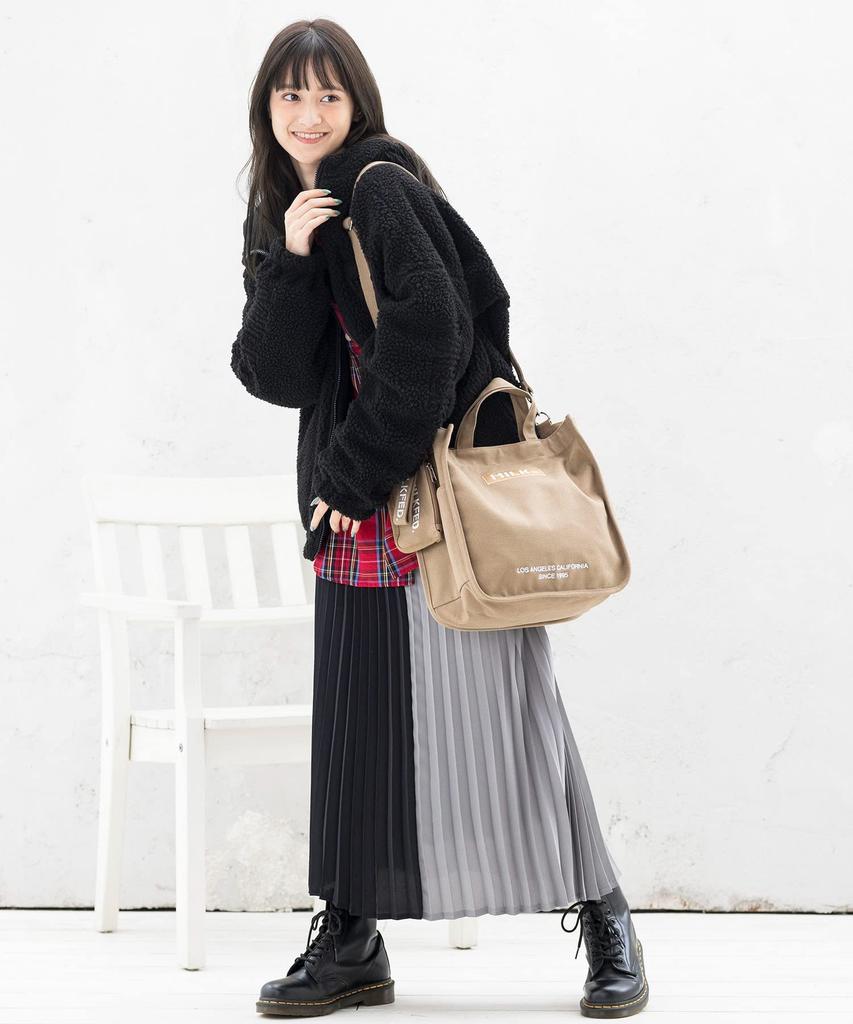 Milkfed Embroidered Bar Shoulder Bag with Strap Beige Women's (103213053010),