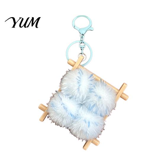 Soft Fermented Bean Curd Pendant Plush Keychain, Fluffy Doufu Bag Keychain Charm with Keyring, Backpack Handbag Purse Decoration Accessories