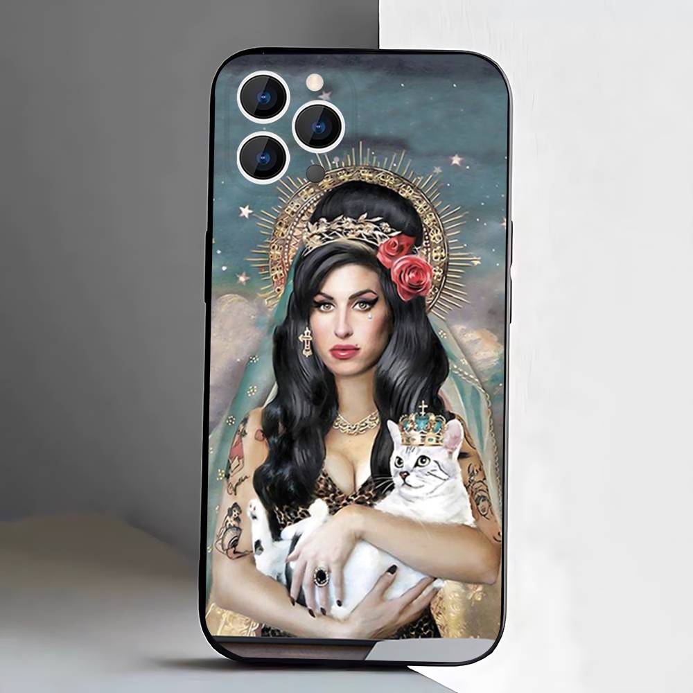 Чехол для телефона Amy Winehouse Для iPhone 17,16,15,14,13,12,Pro,Max,Plus,E,SE4,Air,Mini Черный Мягкий Короб
