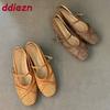 Fashion Footwear Buckle Strap Ladies Flats Mary Janes Shoes With Height Increasing Female Shallow Fashion Weave Women Flats Shoes