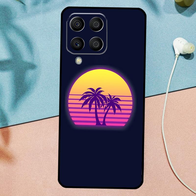 Чехол 80-х Ретровейв Неоновые Пальмы для Samsung Galaxy M33 M35 M55 M15 M12 M13 M14 M34 M54 M53 M21 M31 M11 M32 M52 M06 M16