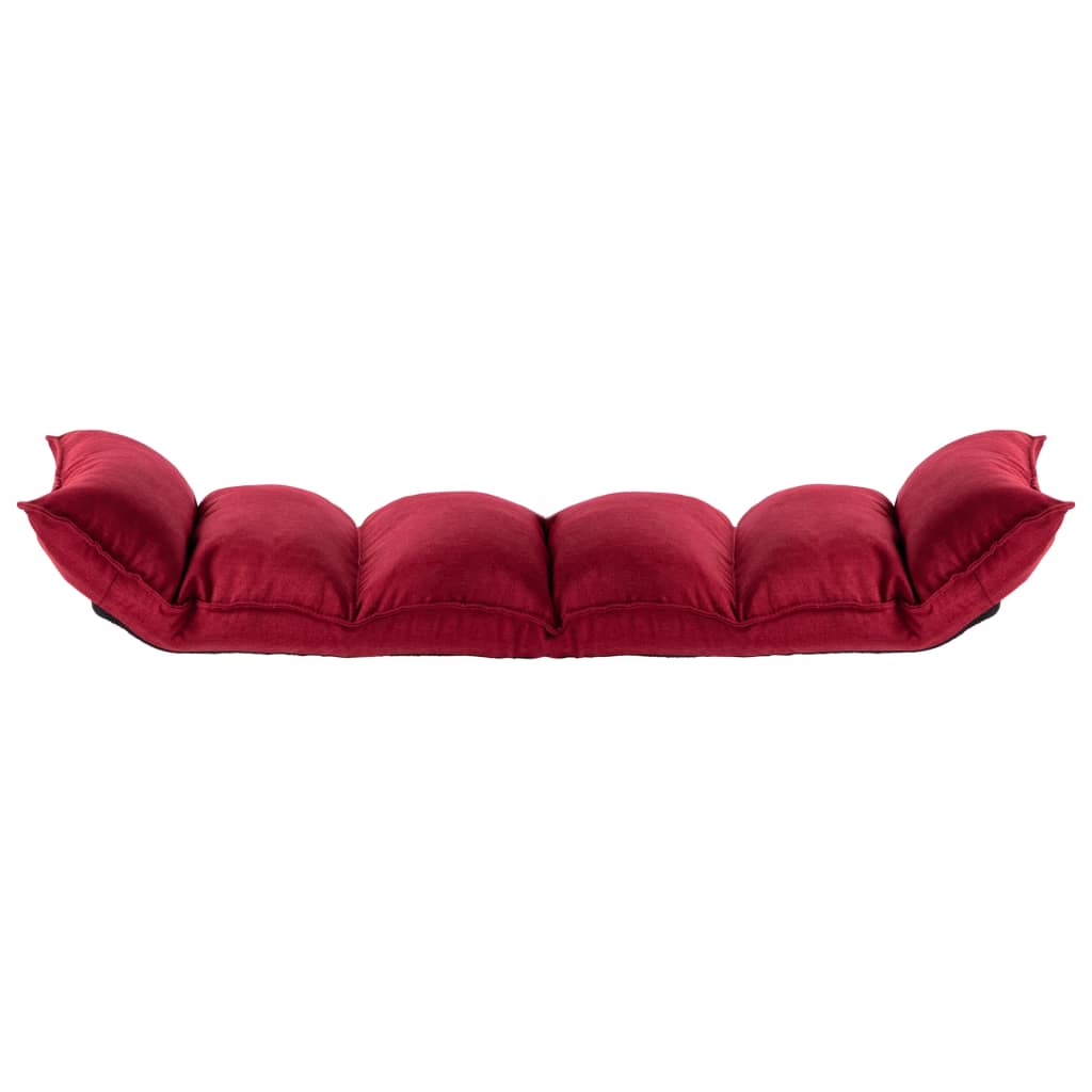 Foldable Floor Chair Wine Red Fabric