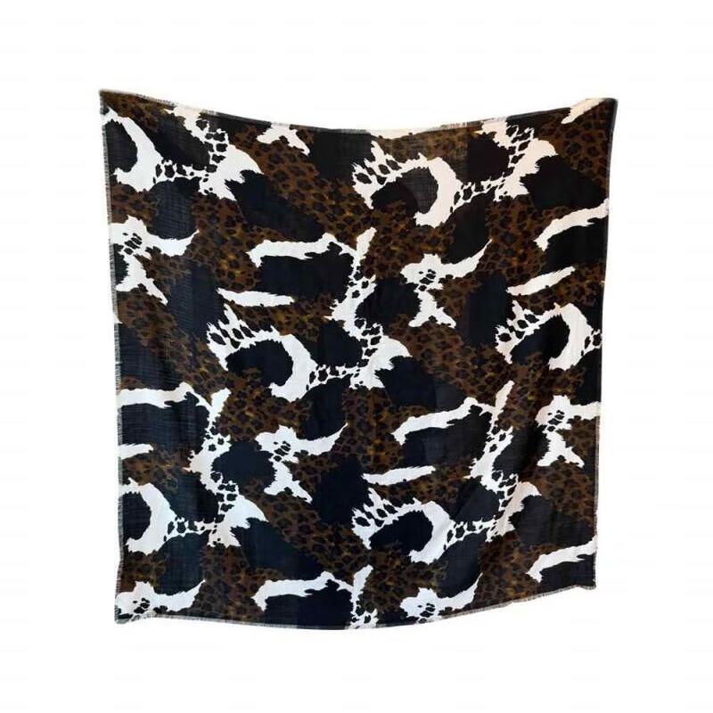 NINA SOLOR Soft Silk-Wool Blend French Fringe Square Scarf