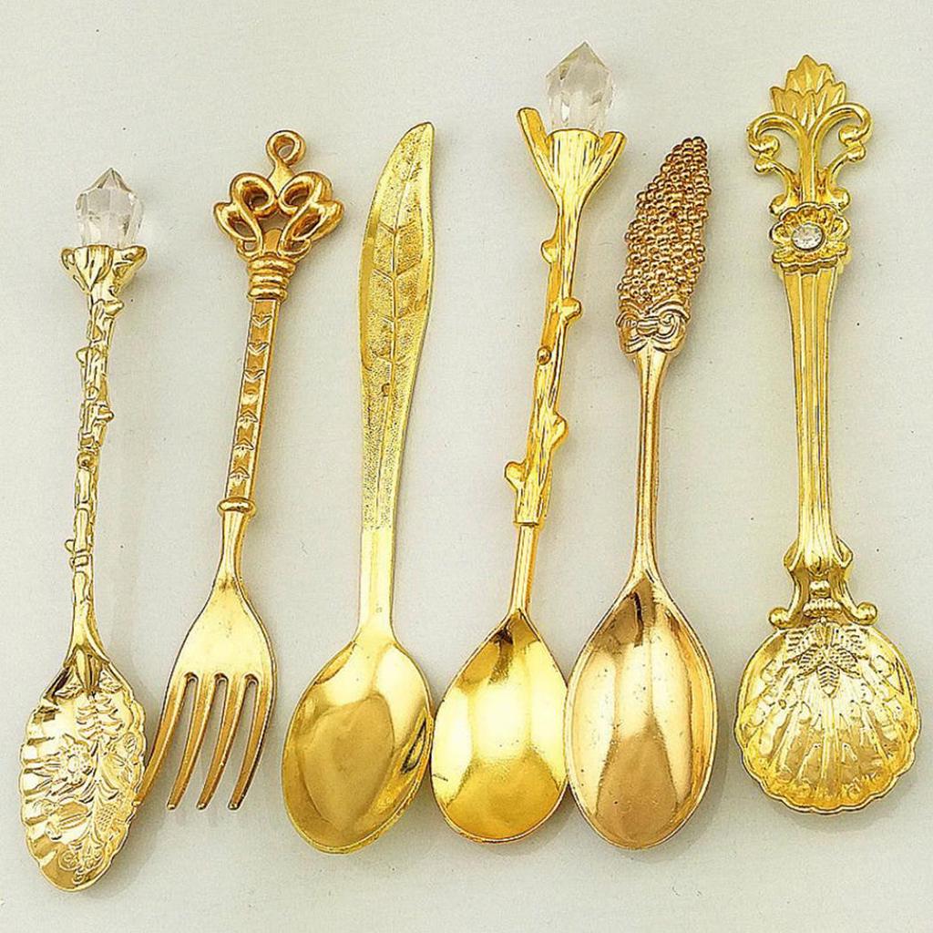 6Pcs Retro Coffee Spoons Fork Tableware