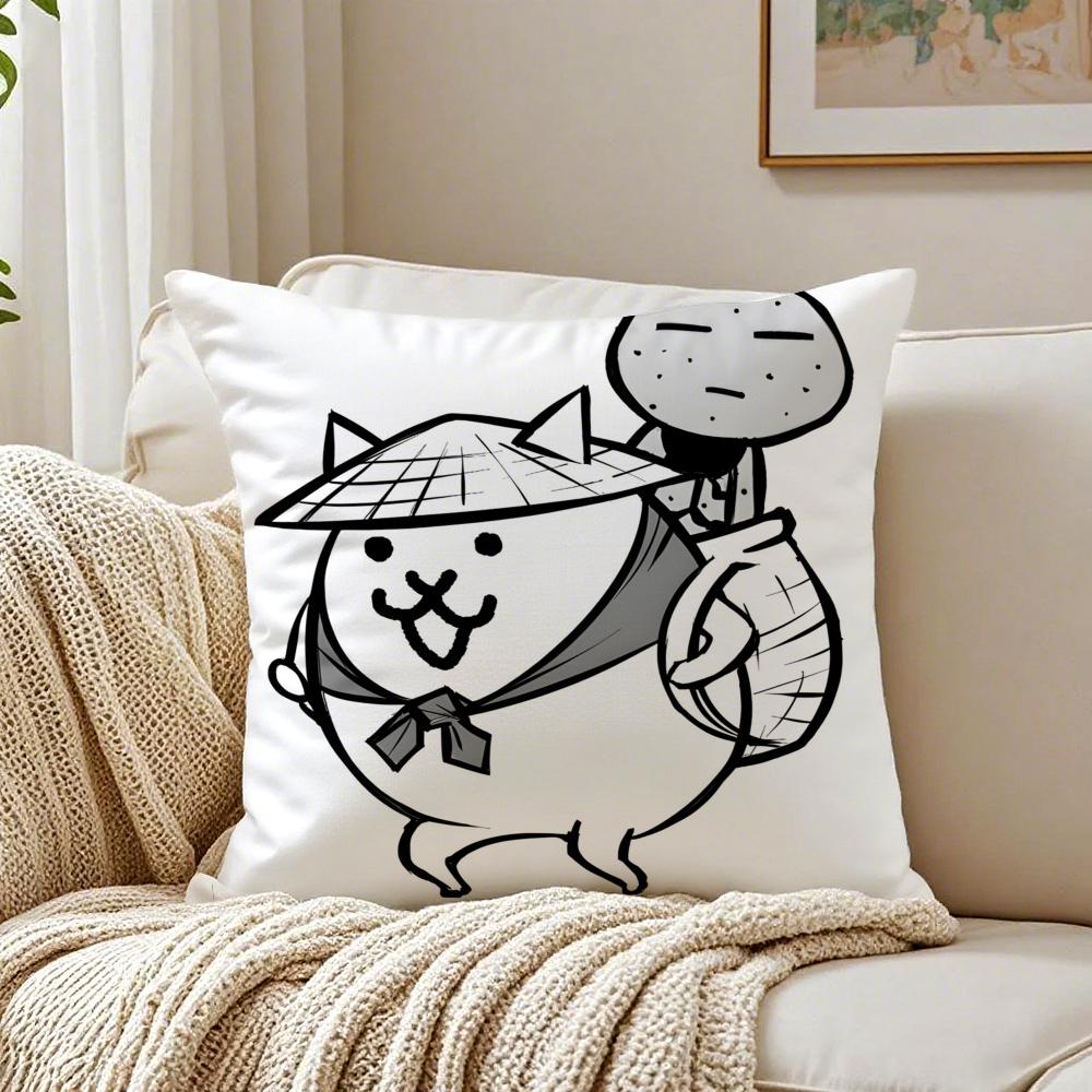Tower Defense Japanese Game BBattle Cats Cushion Cover Pillowcase Antidustmite living Room Sofa Decor Cushion Room