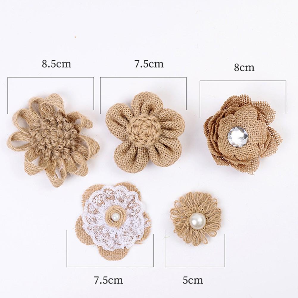 Floral Home Decor Flowers Set Beige Burlap Flowers